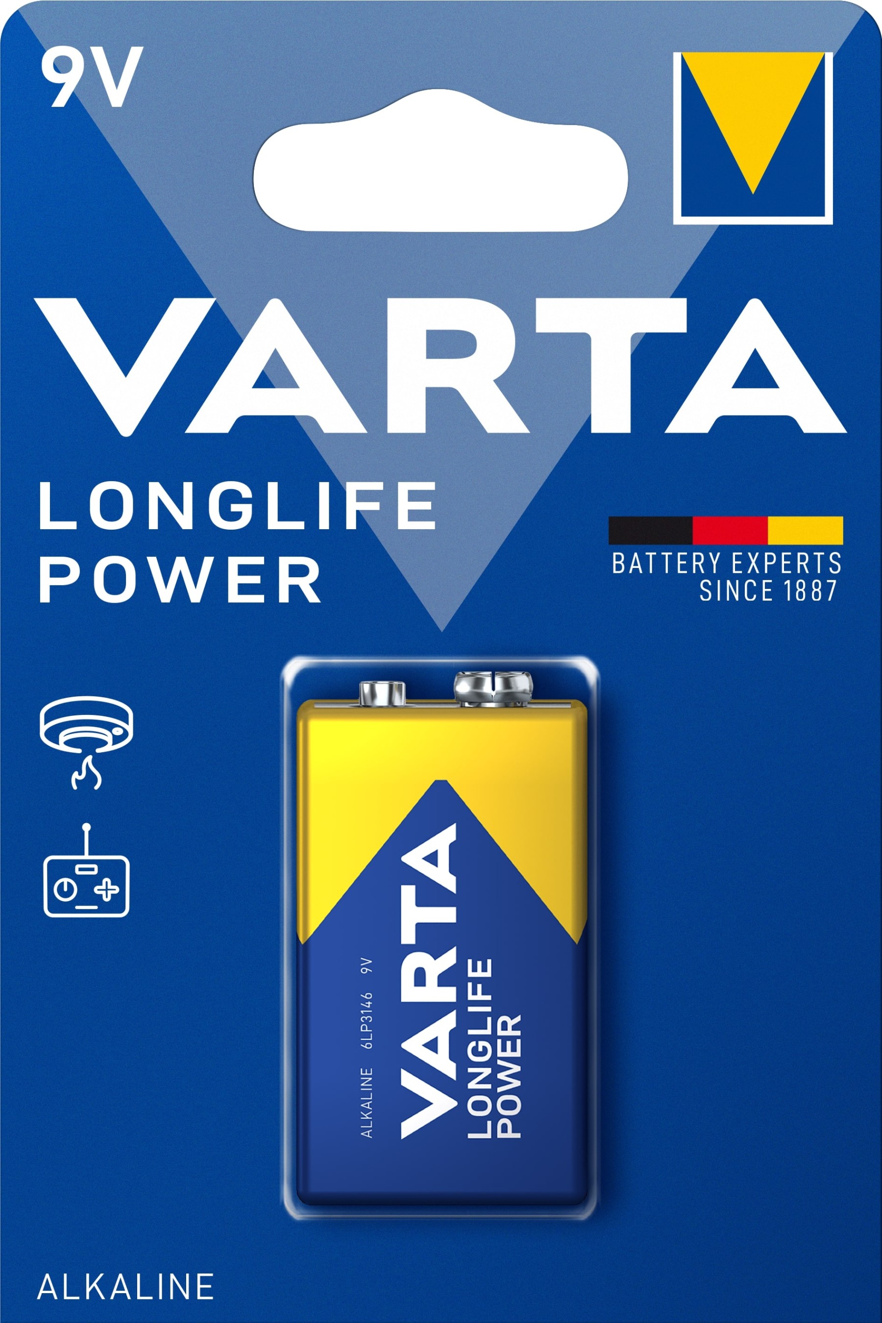 VARTA Longlife Power 9V Alkaline Batteries Pack of 1